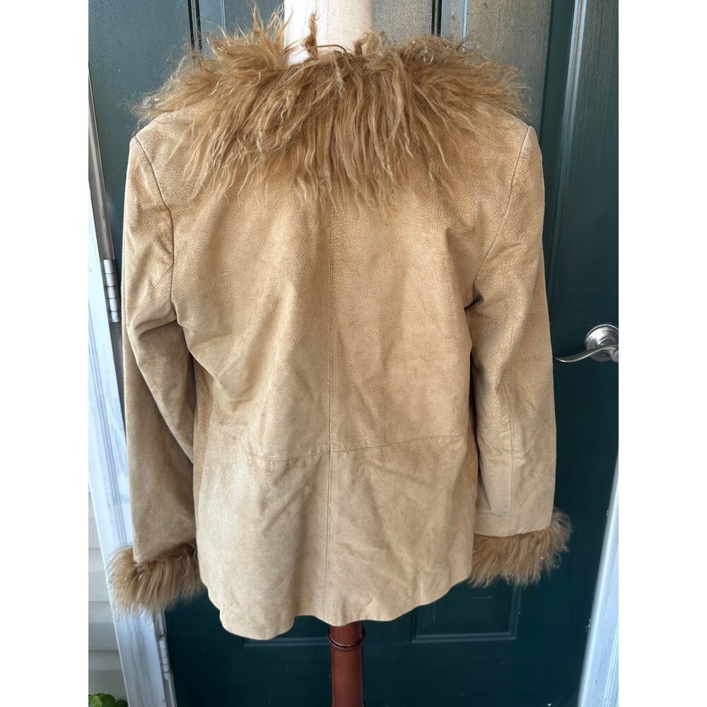 Vintage Penny Lane Suede Mongolian Fur Coat Metropolitan NY M Almost Famous Boho - Picture 8 of 11